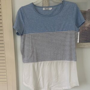 Size Small YunJey Color Block Striped Casual Loose T-Shirt